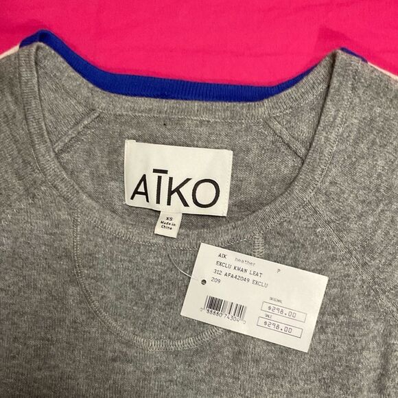 NWT Bergdorf Goodman Aiko Kwan Leather-Sleeve Sweater Size XS - Picture 2 of 14